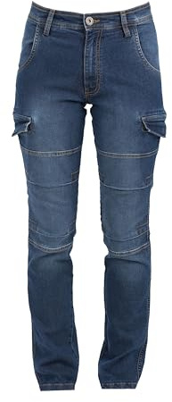 Generico Pantalone da Lavoro Donna Jeans Multitasche Elasticizzato Modello Austin Lady (IT, Testo, S, Regular, Regular, Blu)