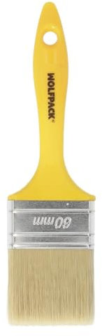 WOLFPACK LINEA PROFESIONAL Paletina Profesional Cerda Blanca Ancho 60 mm. Cerdas Naturales Mango Plastico Ergonomico, Brocha Pintor, Pincel Pintura