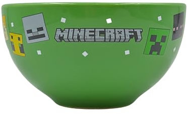 HOX Minecraft - Cuenco de cerámica verde para sopa y cereales | Cuencos profundos para desayuno | Tazones para avena, helado, fideos y ensalada, regalo para fanáticos y coleccionistas de Minecraft |