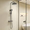KOMIRO Duscharmatur mit Thermostat, Duschsystem Schwarz, Duschsäule Höhenverstellbare, Regendusche Kopfbrause und 5 Strahlarten Handbrause, Duschsystem mit thermostat Runde (Style1)
