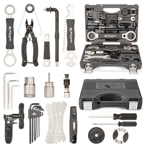 BIKE HAND Fahrrad Werkzeugkoffer,Fahrradwerkzeug Komplett Set,22 Teilig Profi Reparaturset mit Tragekoffer,ReparaturSchwarz