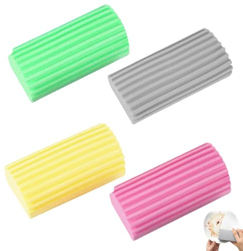 4 Stück Damp Duster,Staubschwamm,Dump Clean Duster,Schmutzradierer Staub Schwamm,Wiederverwendbare Staubschwämme,Reinigungsschwamm,Fensterschwamm für Fenster,Jalousien,Geländer,Sofas,Türspalten
