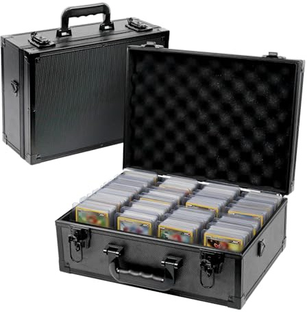 iDiskk Scatola Porta Top Loader con Serratura, Trading Card Holder Box, Protezione Resistente per Sport, Carte Collezionabili, Organizer Imbottito con Chiavi per Oltre 600 Carte, Nero