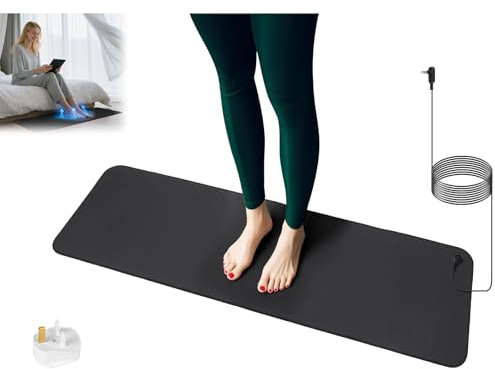 BUTBU Grounding Mat, 30 x 100cm Earthing Mat for Sleep, Stress and Pain Relief, Grounding Well Mats with Non-Slip Backing and Grounding Cord, Suitable for Inflammation, Wellness (Black)