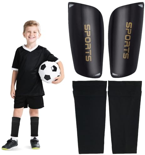 LIUYIDM 4 Pièces Protège Tibias de Football 7.5x14cm,Fort et léger Protege Tibia Enfant Foot,Tibias de Adolescents avec Manches élastiques,équipement de Football d'enfants pour Jeux