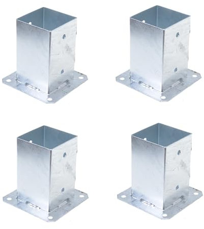 Aqbau® Set di 4 supporti per pali da avvitare, manicotto da avvitare, ancora da avvitare 90 x 90 mm, manicotto di base con piastra di tassello, scarpe per pali da avvitare, zincato a caldo