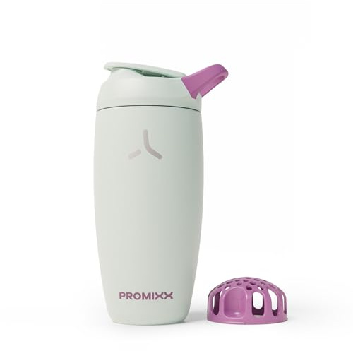 Promixx Pursuit Insulated Shaker Bottle – 18oz Double-Wall Stainless Steel Protein Mixer with Snap-Fit Agitator for Smooth Ice-Cold Shakes – Leak-Proof Gym Shaker Cup for Fitness – Seagrass Green