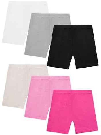 TYUSGH Paquete de 4 pantalones cortos de baile para niñas, cintura elástica, para verano, casuales, ajustados, para ciclismo, debajo del vestido, para niños, atléticos, correr, deportes, ciclismo