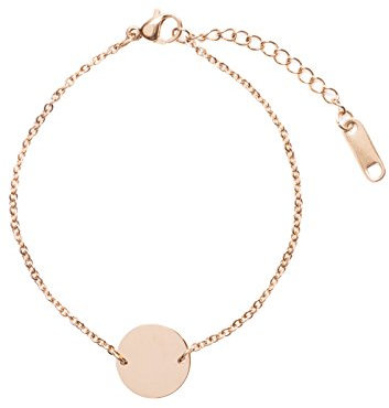 Happiness Boutique Damen Kreis Armband Minimalist | Armband mit Plättchen Anhänger Geometrischer Schmuck in Roségold – Gold, Silber