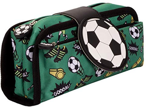 Fringoo – Federmäppchen für Kinder – 2 Reißverschlussfächer – Schulorganizer für Mädchen (Fußball)