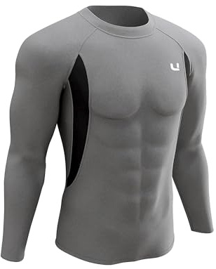UNIQUEBELLA Camiseta interior térmica funcional para hombre, para usar debajo de prendas de esquí y como ropa de invierno, gris, S