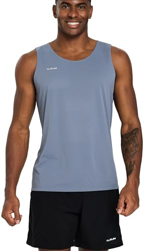 TLRUN Men's Running Tank Top Ultra Lightweight Marathon Singlet Shirts Dry Fit Workout Sleeveless T-Shirts(Large Gray)