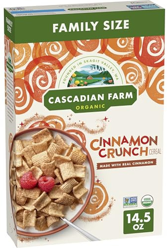Cascadian Farm Organic Cinnamon Crunch Cereal, Family Size, 14.5 oz