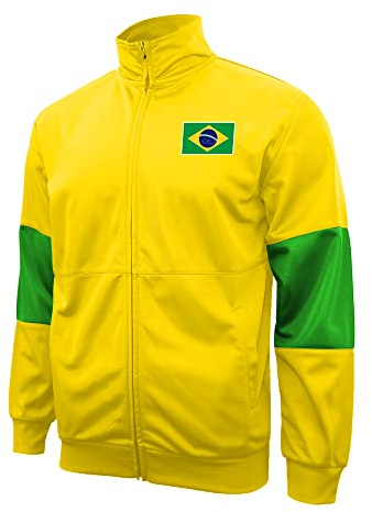 Icon Sports Adult Full-Zip Active Training Touchline Country Soccer Track Jacket, Brazil, XL