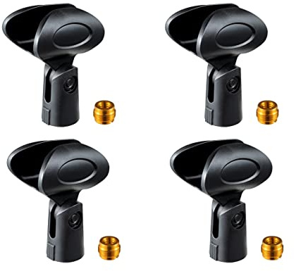 Rannsgeer Universal Microphone Clip Holder, Black, 4-Pack