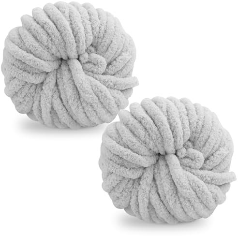 Chunky Wool Yarn 250g × 2, Multi-Colored Knitting Yarn for Crochet, 2cm Soft Knitting Wool for Making Handmade Bags Hats Blankets Pillow Cushion Cat Bed