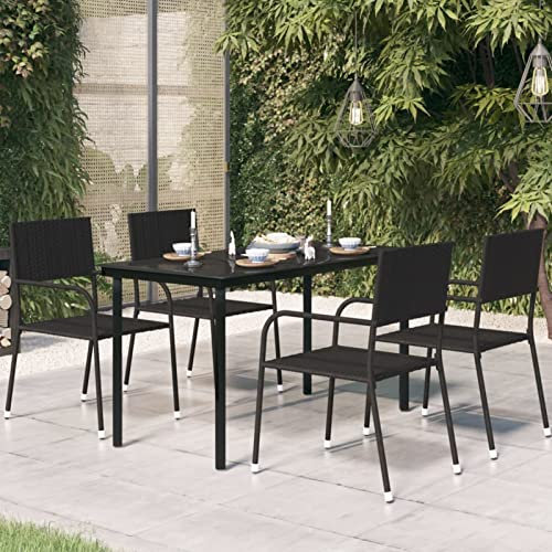 ARKEM Tavolo da Giardino Nero 140x70x74 cm in Acciaio e Vetro,Tavolo Pieghevole Rettangolare Multifunzione Con Piano E Struttura Richiudibile Salvaspazio, Per Arredo Esterno, Interno, Giardino, Terraz