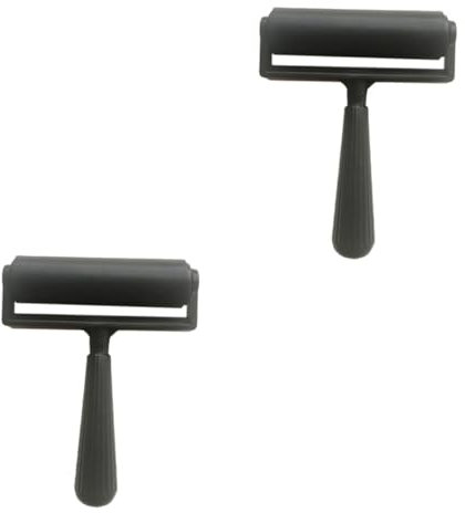 JEWEDECO 2st Rolle Tintenauftragswerkzeug Tapeten Stanzen Kleben Anwendung Auto-Werkzeuge Tintenstempelwerkzeuge Malwerkzeug Federmäppchen Mit Pailletten Leimwalzenfarbe Druckwalze Black