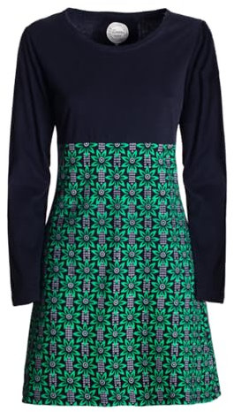 Vishes - Alternative Bekleidung - Damen Langarm Longshirt-Kleid Sweatkleid Tunika-Kleid Shirt-Kleid schwarz grün 48-50