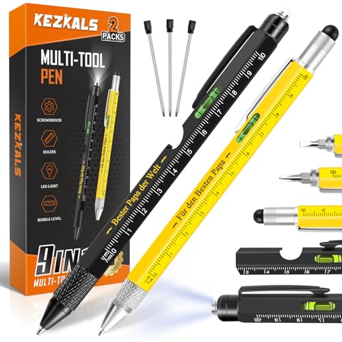 KEZKALS Fars dag present till pappa, 2-pack – 9 i 1 kulspetspenna, fars dag gåva, pappa gåva, fars dag presenter till pappa, fars dag gåva personlig