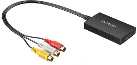 NGUIT Convertidor RCA a HDMI adaptador AV a HDMI con cable USB-C 1080P compuesto CVBS AV a vídeo convertidor de audio compatible con PAL/NTSC para PS2/Xbox/SNES/N64/VHS/VCR grabadora de vídeo DVD