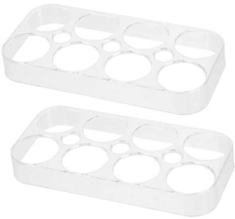 Holibanna 2 Pièces casier à oeufs grille du réfrigérateur Porte-œuf pour réfrigérateur Durable étage compartiment egg holder egg rack egg box plateau d'oeufs support d'oeuf réfrigérateur