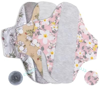 HUVZOR 3Pcs Toallas Sanitarias Reutilizables, Lavable Almohadillas de Tela Toalla Sanitaria Algodon Organico, Salvaslip algodon Almohadillas de Período Pantiprotectores Diseño Antifugas Mujeres