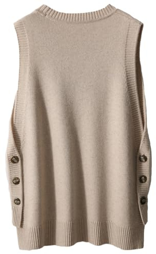 OKSakady Femme col Rond Pull Gilet Tendance Classique Haut Bas Ourlet côtelé Pull sans Manches