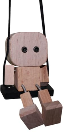 Colgante oscilante para espejo de coche – Divertida figura de pierna de madera, de hombre agitando con patas móviles, decoración interior del coche con movimiento oscilante, vehículos, camiones