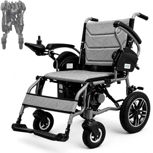 KCareU Sedia a rotelle elettrica pieghevole, autonomia di 30 km (batteria al litio da 24 V 20 Ah), capacità di carico di 125 kg, telaio leggero in lega di alluminio da 25 kg, per anziani e disabili