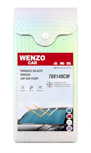 WENZO Parasole Auto Parabrezza 140x70 cm – Parasole Anteriore Pieghevole con Rivestimento in Alluminio, Protezione UV, Anti Calore, Adatto a Tutti i Modelli, Parasole Auto Estate Universale