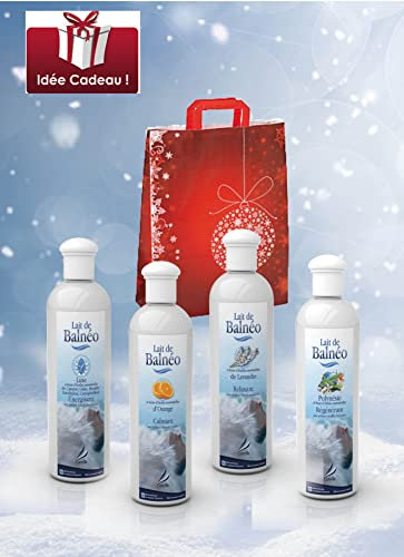 Camylle - Selección de Leche de Baño con una bonita bolsa de algodón de regalo que incluye cuatro 250ml botellas: Luxe - Orange - Lavandin - Polynesie