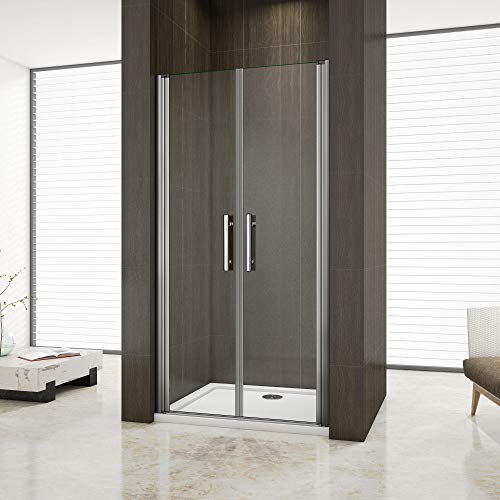 AICA SANITARIOS Mampara de Ducha Puerta Abatible Frontal Vidrio Templado Antical 6 MM 70x195cm