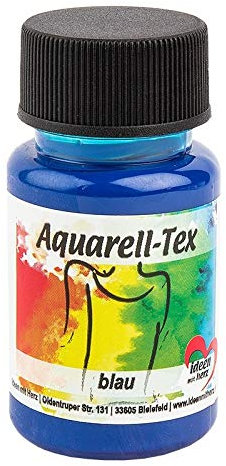 Ideen mit Herz Textilfarbe Aquarell-Tex | Stoffmalfarbe | Aquarellfarbe für Textilien | 50 ml | hochpigmentiert | waschmaschinenfest | auf Wasserbasis (blau)