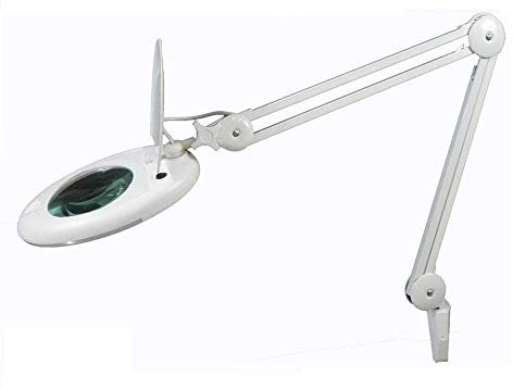 LENTE D'INGRANDIMENTO 5 DIOTTRIE CON 80 LED SMD ALTA RESA A LUCE FREDDA BIANCA E MORSETTO LAMPADA PER ESTETISTA ESTETICA LABORATORIO E LAVORI DI PRECISIONE