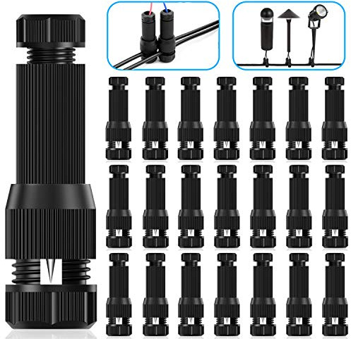 iCreating 22Pack Low Voltage Waterproof Replacement Landscape Light Cable Connector 12-20 Gauge Wire Connectors for Landscape Lighting Path Lights