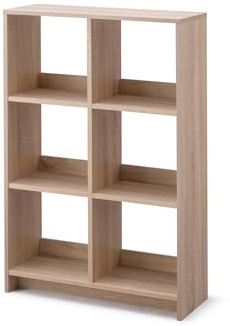 Iris Ohyama, Libreria Cube/Scaffale a giorno in legno/Mobile con 6 ripiani/Ripiano a giorno in legno, Modulare,Design, Ufficio, soggiorno, biblioteca - Wood Open Shelf - WOS-6 - Marrone chiaro