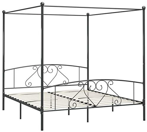 Tidyard Himmelbett Bett Bettgestell Einzelbett Metallbett Bettrahmen Lattenrost aus massivem Metall,Schlafzimmerbett Polsterbett Schlafzimmermöbel Bettrahmen Ehebett 100x200/140 x 200/180 x 200 cm