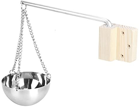 Joyzan Sauna Aroma Bowl, Essential Oil Bowl Cup Stainless Steel Hanging Fragrance Diffuser Container Spa Room Accessories with Swinging Arm Screws for Dry Steam Infrared Wall Mounted Health Care