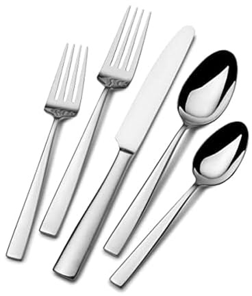 Mikasa Everett 101-Piece Flatware Set for 12, 18/10 Stainless Steel Cutlery with Complete Service and Serving Pieces, Sleek and Durable Design