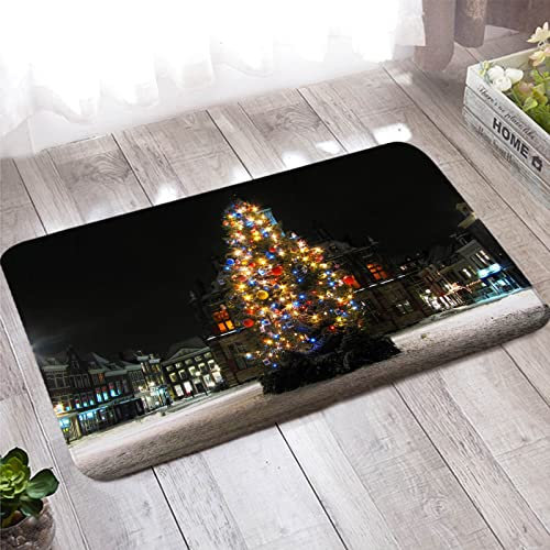 Bishilin Badezimmer Teppich 60x180 rutschfest Waschbar, Fußmatte Außen Weihnachten Weihnachtsbaum Türmatte Haustür Innen