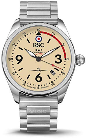 RSC Pilot's Watches Uomo 43mm Orologio da aviatore analogico svizzero al quarzo Spitfire, acciaio, Militare