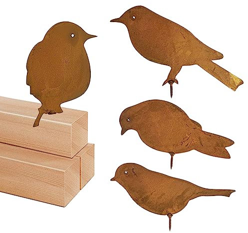 4 Piezas De Decoraciones De Jardín De Pájaros Oxidados, Decoraciones De Pájaros De Bronce, Decoraciones De Jardín Vintage, Decoraciones De Pájaros De Metal, Regalos Decorativos