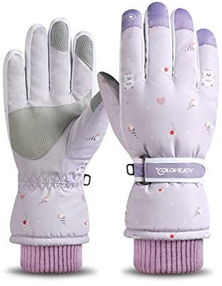 Balakaka Gants Hiver pour Femmes Hommes Enfants, Épais Chauds Antidérapante Imperméable Gants de Ski Doublure en Polaire, Gants de Vélo à Écran Tactile Coupe-Vent pour Moto Alpinisme Extérieur