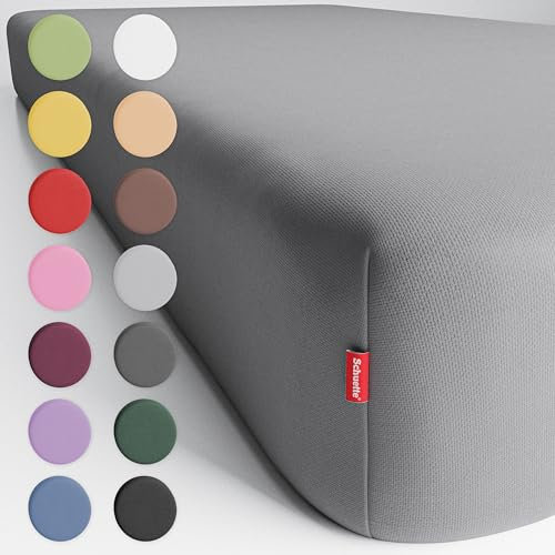 Schuette® Topper Spannbettlaken • 140x200 cm • Wow! Kollektion: Shades of Earl Gray (Dunkelgrau) • 100% Superfluff Baumwolle, Blickdicht, Faltenfrei • mit Rundumgummi • Matratzenhöhe bis 15 cm