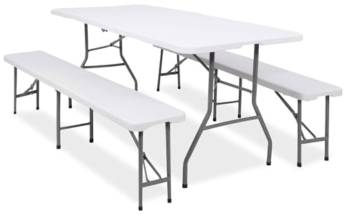 SPRINGOS Ensemble de table de jardin à bière avec 2 bancs pliables, GF0099