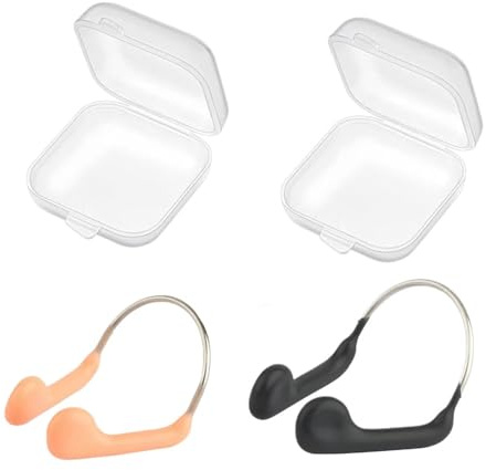 BinPhorm Swimming Nose Clip,2 PCS Silicone Nose Plugs with Storage Box Swimming Nose Protector Unisex Adult Swimming Competition Nose Grip Swim Nose Pegs