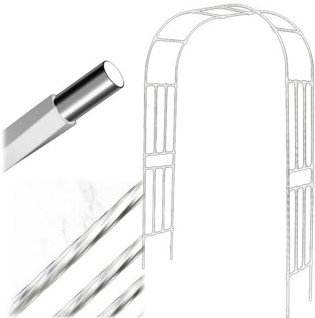 Yidelchon Arche De Jardin Treillis Arqué pour Plantes Grimpantes Fleurs Herbes Légumes Fruits, Arceau À Rosiers pour Décoration De Fête De Mariage, Tonnelle Colonne De Jardin(White,180X240cm(WXH))