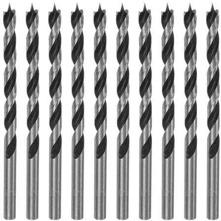 sourcing map 10pcs Brad Point Drill Bits 4.5mm(11/64) Dia Straight Round Shank Drill Metric Brad Point 2.2 Drilling Depth Spiral Twist Drill Bits for Carpenter Woodworking Plastic Rubber
