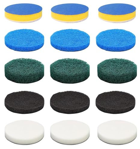LINGJIA 15 Piezas Cepillo Electrico Limpieza Hogar, Almohadillas de Limpieza de Esponja, Cepillos Eléctricos de Limpieza de Jardín, Funcionales y Versátiles para Una Amplia Gama de Aplicaciones